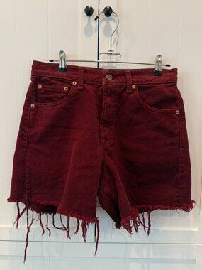 Levi 555 Maroon Cutoff Shorts Oversized